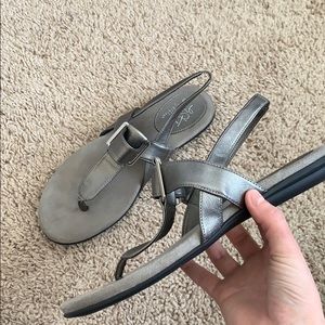 Gray flat sandals- super comfy